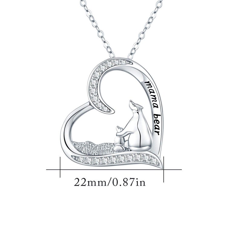JUSTKIDSTOY 925 Sterling Silver Mama Bear Necklace Mother Pendant Necklaces Jewelry Gifts for New Mom Family Women - Image 4